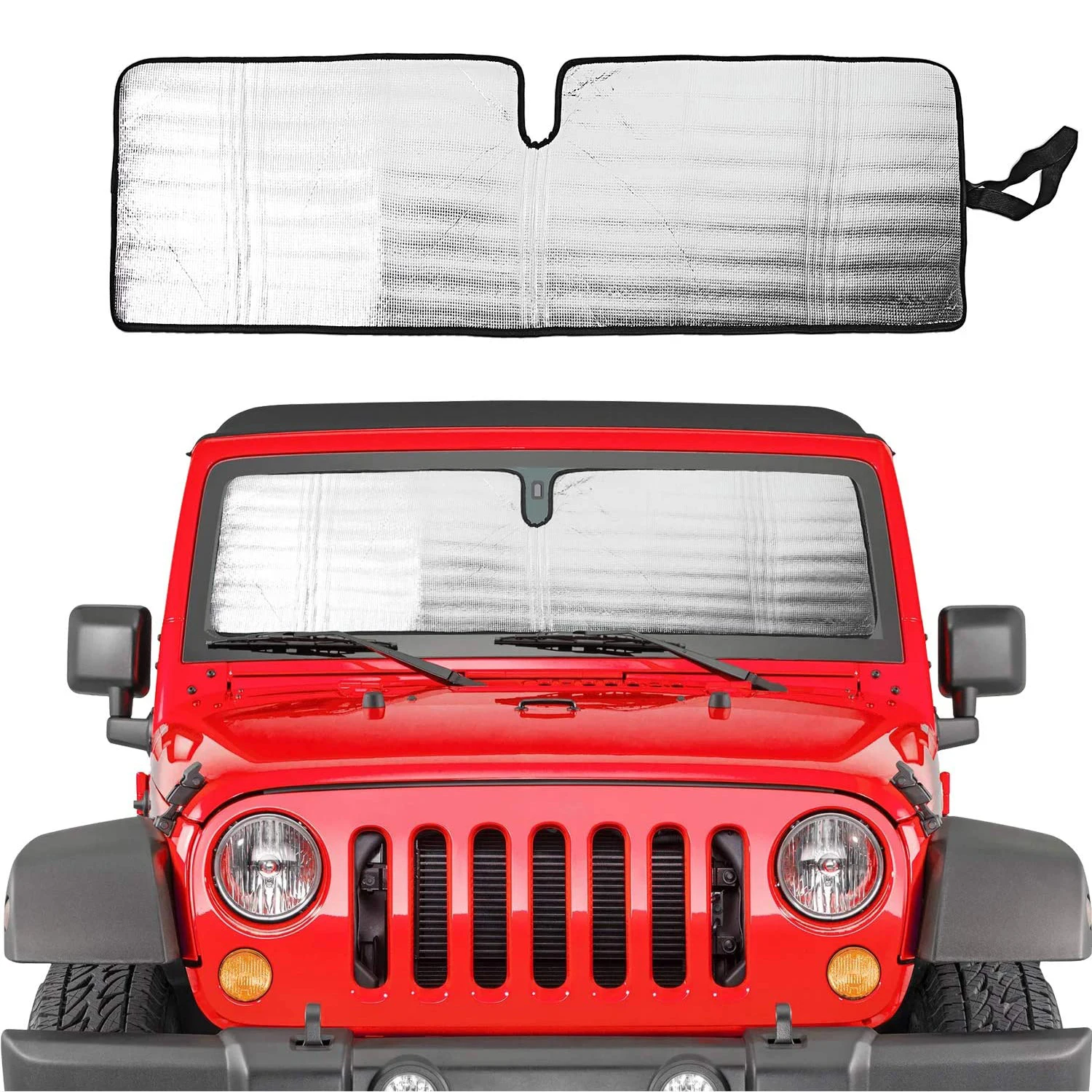 

Windshield Sunshade Foil Foldable Sun Shade Visor Heat Shield Mat For Jeep Wrangler TJ JK JL Gladiator JT 1996-2023