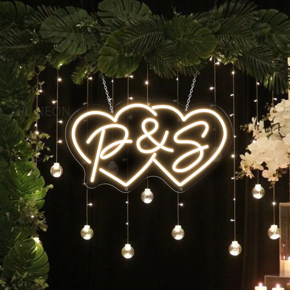 Custom Neon Sign Wedding Sign LED Neon Light Wall Art Decoration Personalized Heart Name Neon LED Sign Room Bedroom Party Decor