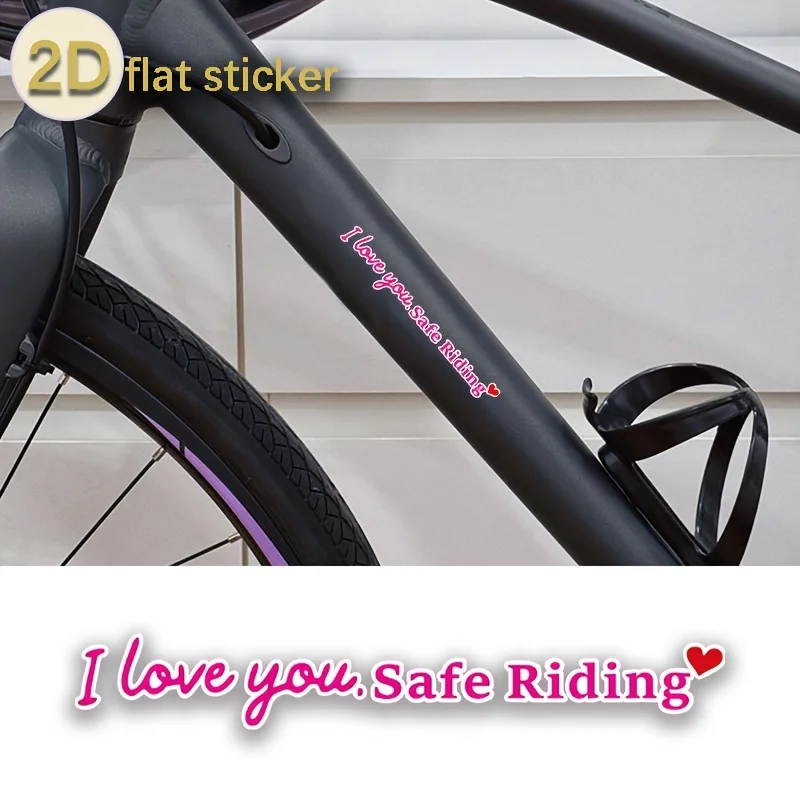 2-Pack “I Love You” Safe Riding Cycling-Themed English Bike Decals, High-Quality Vinyl Stickers,