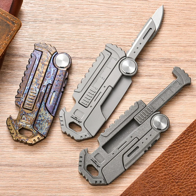 

Titanium Alloy Buckle Multifunctional Bottle Opener Ruler Camping Survival Equipment Keychain Carabiner Holder EDC Tools