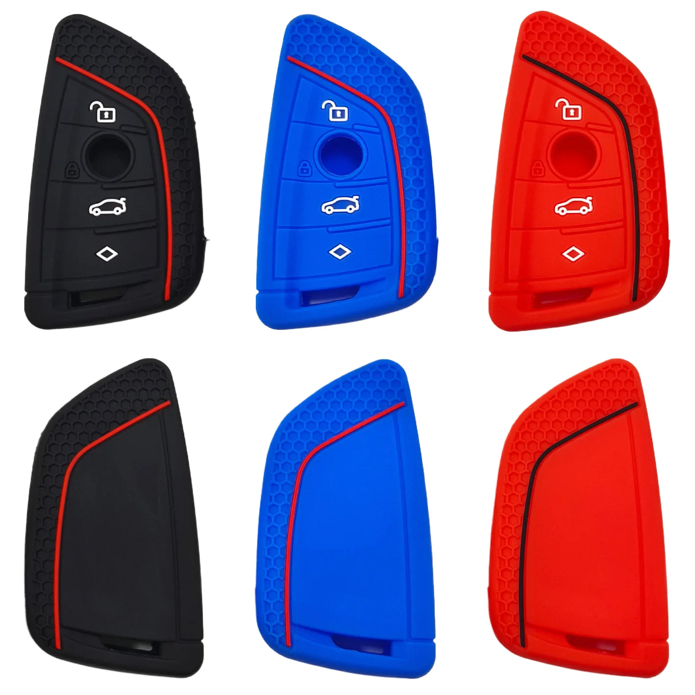 For BMW 7 Series 5 Series 3 Series 530/525li Blade Remote Control 4-button Honeycomb Pattern Silicone Key Cover Three Colors