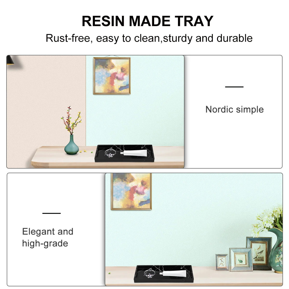 

1Pcs Resin Bathroom Tray Marble Texture Storage Tray Hotel Style Decoration for Toilet Shower Room Kitchen Washroom