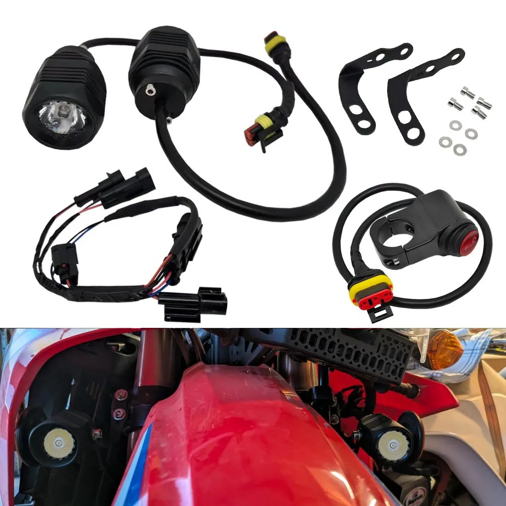 

LED Auxiliary Light Kit with Connector Mount Brackets Wire Harness Fits Honda CRF300L Rally / CRF250L Rally (2021-current)
