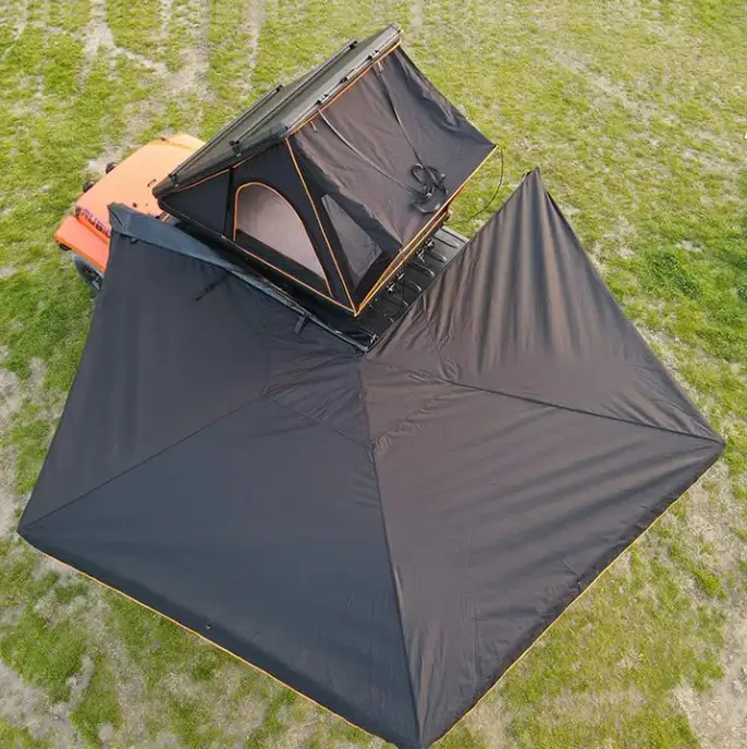 Outdoor Camping Retractable Awning Car Side Roof Tent  For Camping Sun Protection With Lights