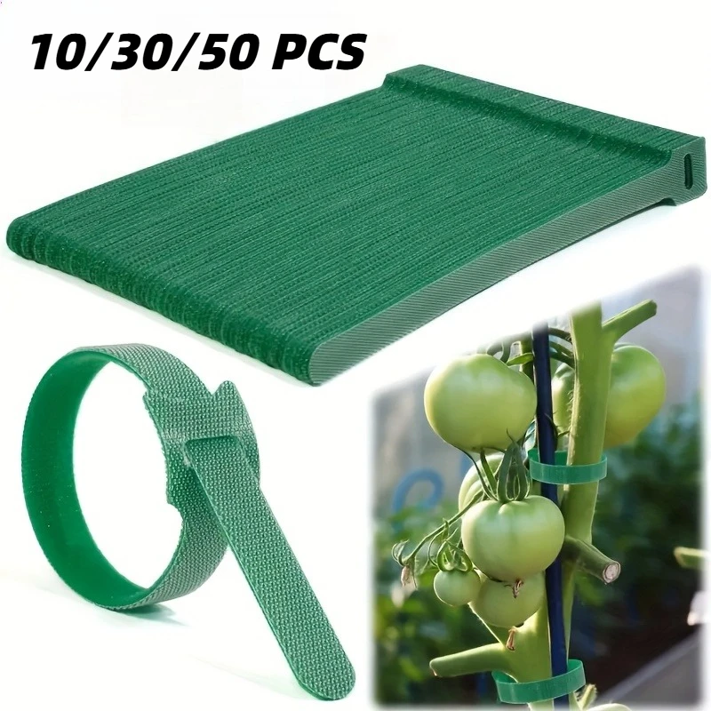 10/30/50PCS Green adjustable anti slip nylon plant tie Velcro, suitable for climbing plants, gardening, and home decoration