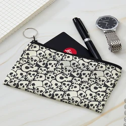 Personalized fun skull coin purse mini portable small item storage bag ladies simple cosmetics storage small canvas bag