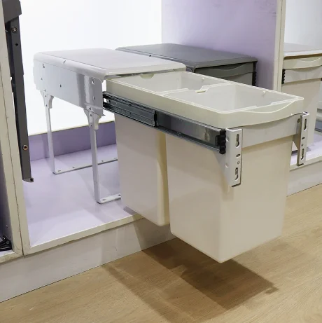 Kitchen Sorting Trash Can Pull Out Under Sink Cabinet Bin Square Hidden Door Mounted Waste Bin