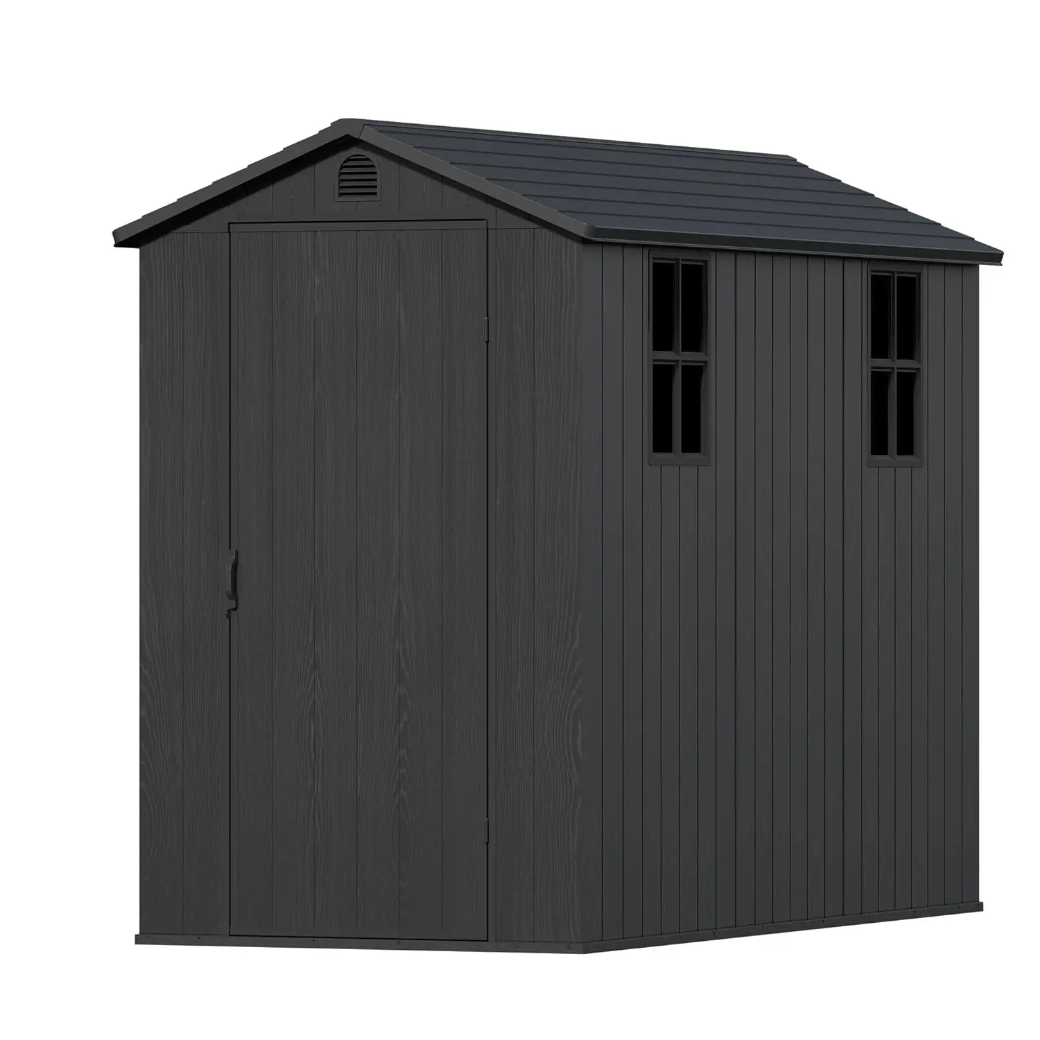 4×8 FT Resin Outdoor Storage Shed, Garden Shed with Floor, Lockable Door and Two Windows, Waterproof Outside, Customized