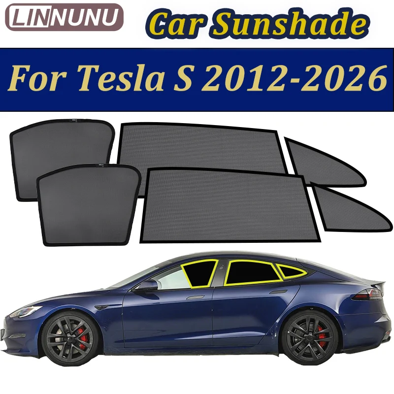 

Магнитная автомобильная солнцезащитная шторка LINNUNU для Tesla S 2012-2026: Защита от УФ-лучей, конфиденциальность, аксессуары для интерьера автомобиля