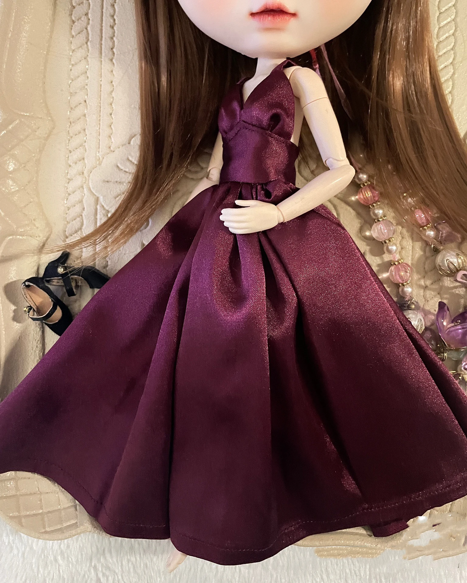 BJD Blythe Clothes High density silk satin heavy satin dress skirt 1/6 30cm Dolls (Fit for Pullip,Ob24, Licca)