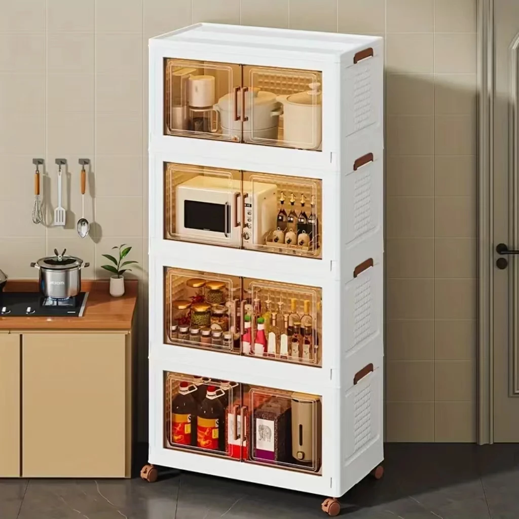 1layer 2 layer  3layer Foldable Folding Box Organizer Storage Cabinet Multi-function Double Door kitchen Living room furniture