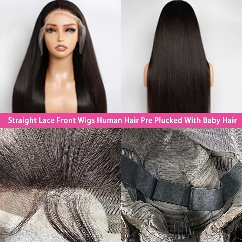 13x6 Straight Lace Front Wigs Human Hair Transparent Lace Front Human Hair Wigs for Women Brazilian Virgin Hair Straight Wigs image 5
