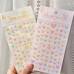 Korean Star Heart Stickers for Children Cute Shinning Epoxy Pink Stickers Junk Journal Album Decoration Card Making DIY Crafts