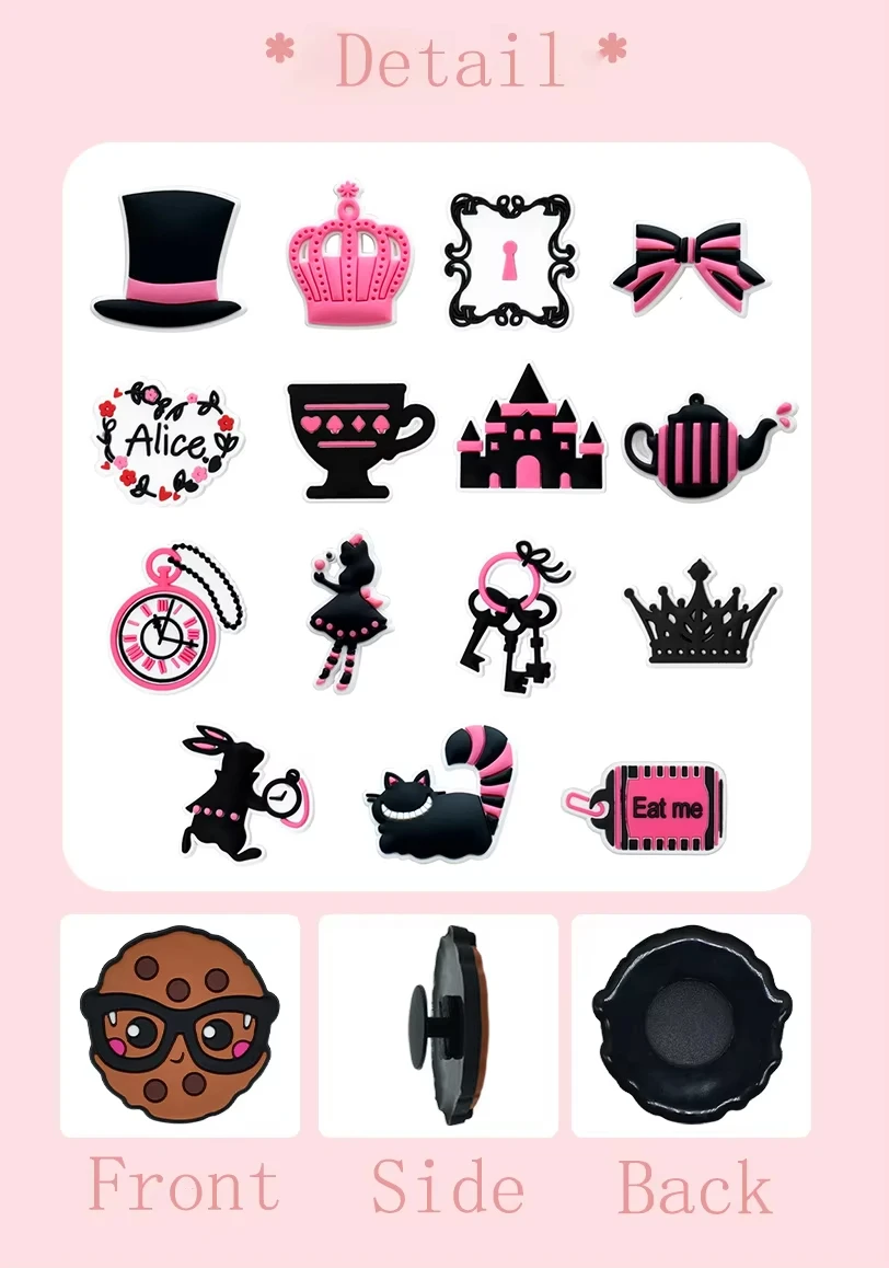 حار 15 قطعة ديزني أليس في بلاد العجائب السيد أرنب PVC إكسسوارات الأحذية مشبك حديقة الصنادل الأحذية السحر ل معصمه هدايا X-mas