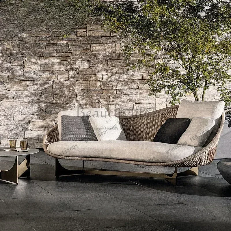 Waterproof and Sunscreen Rattan Weaving Garden Sofas Designer Simplicity Garden Sofas Art Outdoor Furniture