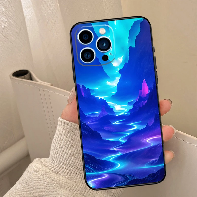 Custodia per telefono Cosmic River per iPhone 16 14 13 12 11 15 Pro Max 13 12 mini XR 15 16 Plus 16e Cover Coque