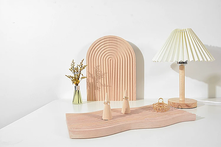 Solid Wooden Cone Finger Ring Display Stand Holder Jewelry Shop Ring Organizer Counter Top Showcase Jewellery Cabinet Ring Stand