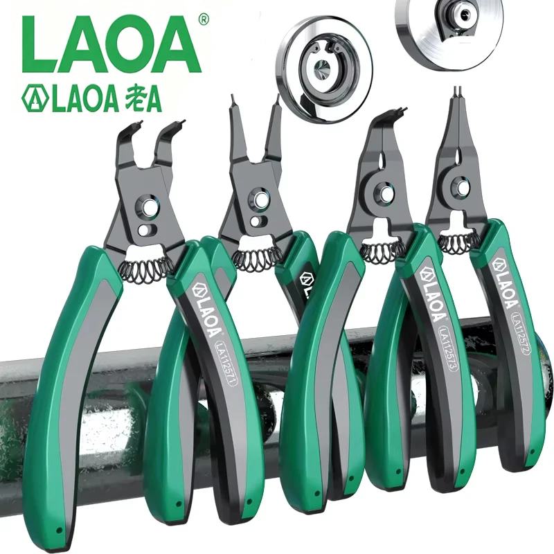 LAOA 4Pcs Circlip Pliers Set,5.5 Inch Internal External Straight Bent Snap Ring Pliers, Spring Retaining Ring Remover Hand Tool