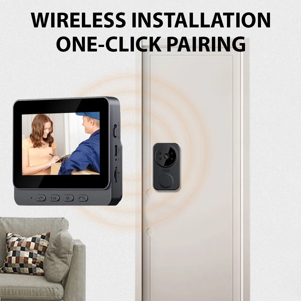 Timbre de intercomunicación Visual inalámbrico de 2,4G, sistema de intercomunicación con vídeo, timbre de monitoreo HD, intercomunicador bidireccional, pantalla IPS de 4,3 pulgadas