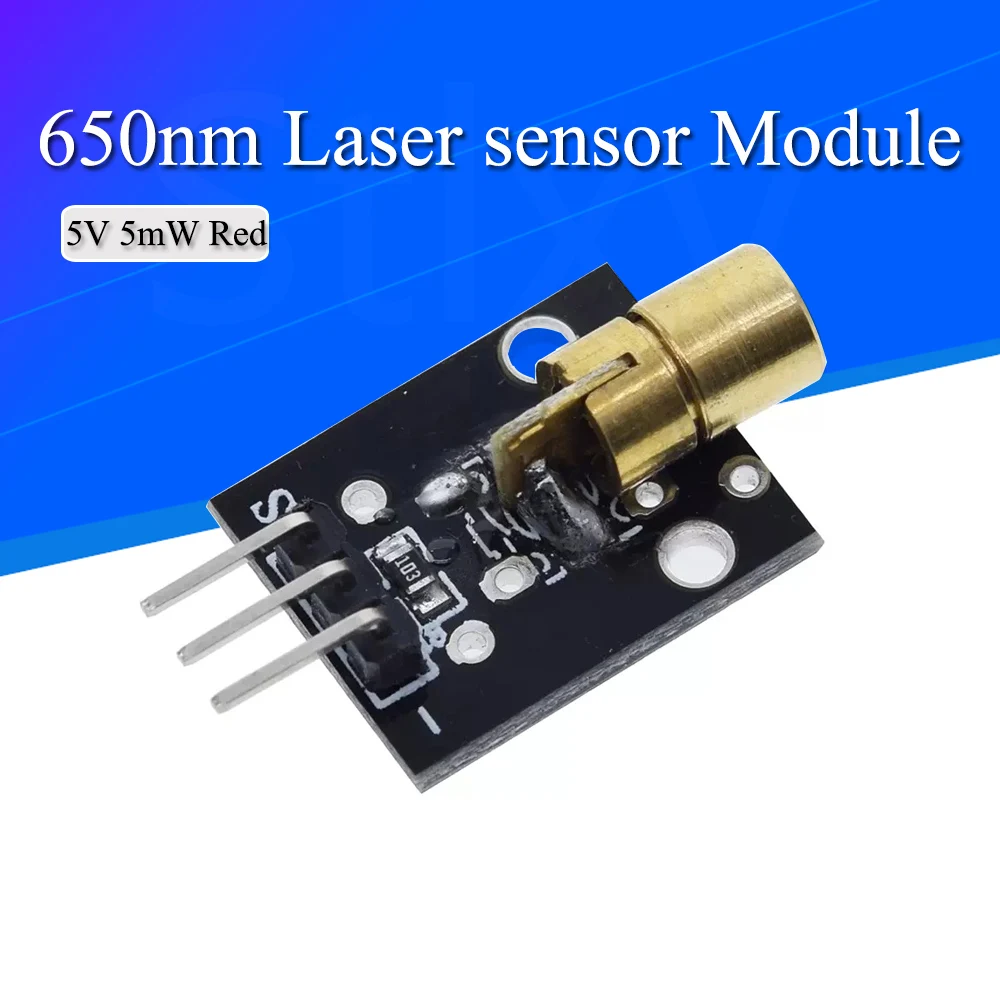 Stlxy 5Pcs KY-008 650nm Laser sensor Module 6mm 5V 5mW Red Laser Dot Diode Copper Head for Arduino