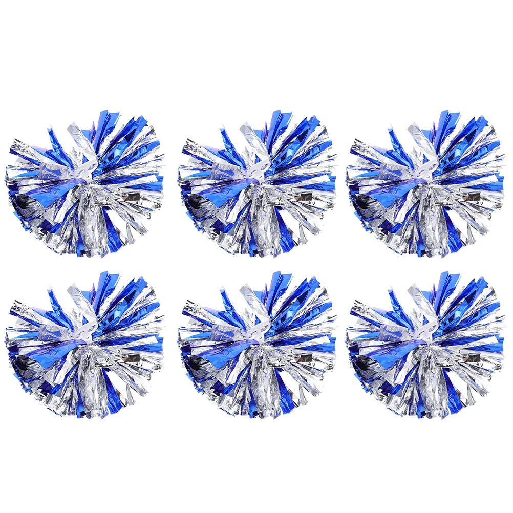 

6pcs Cheerleading Pom Poms Dance Props Colorful Reusable Lightweight Portable Performance Ornament For Sports Event Competition