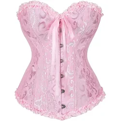 Overbust Corsets and Bustiers Plus Size Women Sexy Corselet Tops Red Black Pink Purple White Gothic Vintage Victorian Lingerie