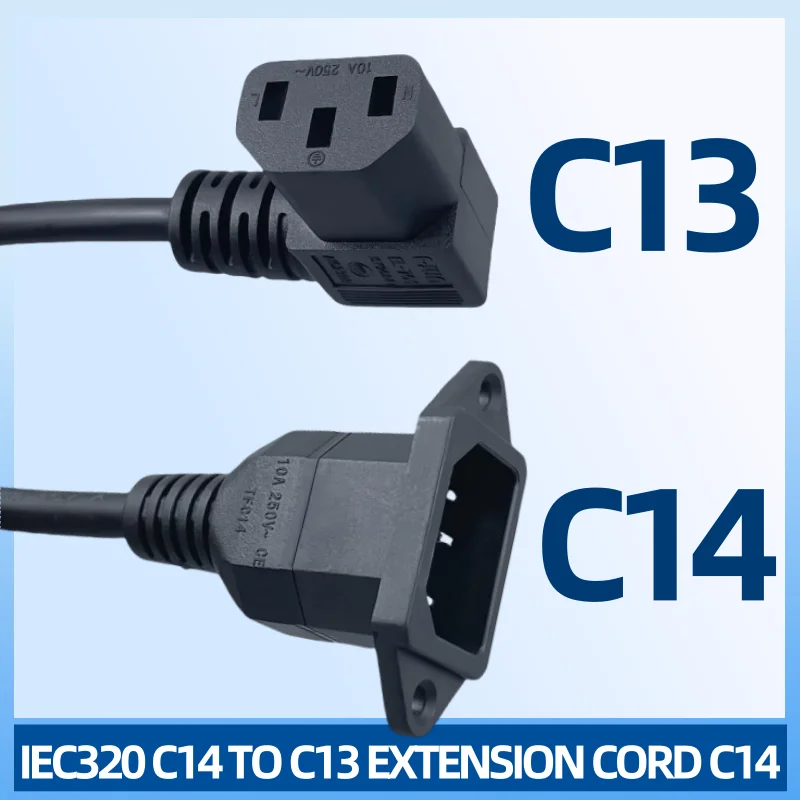 E1-21IEC320 C14 to C13 Extension cord C14 with screw holes and C13 Short 60cm lenght Drop shipping availables 10A 125-250 VAC