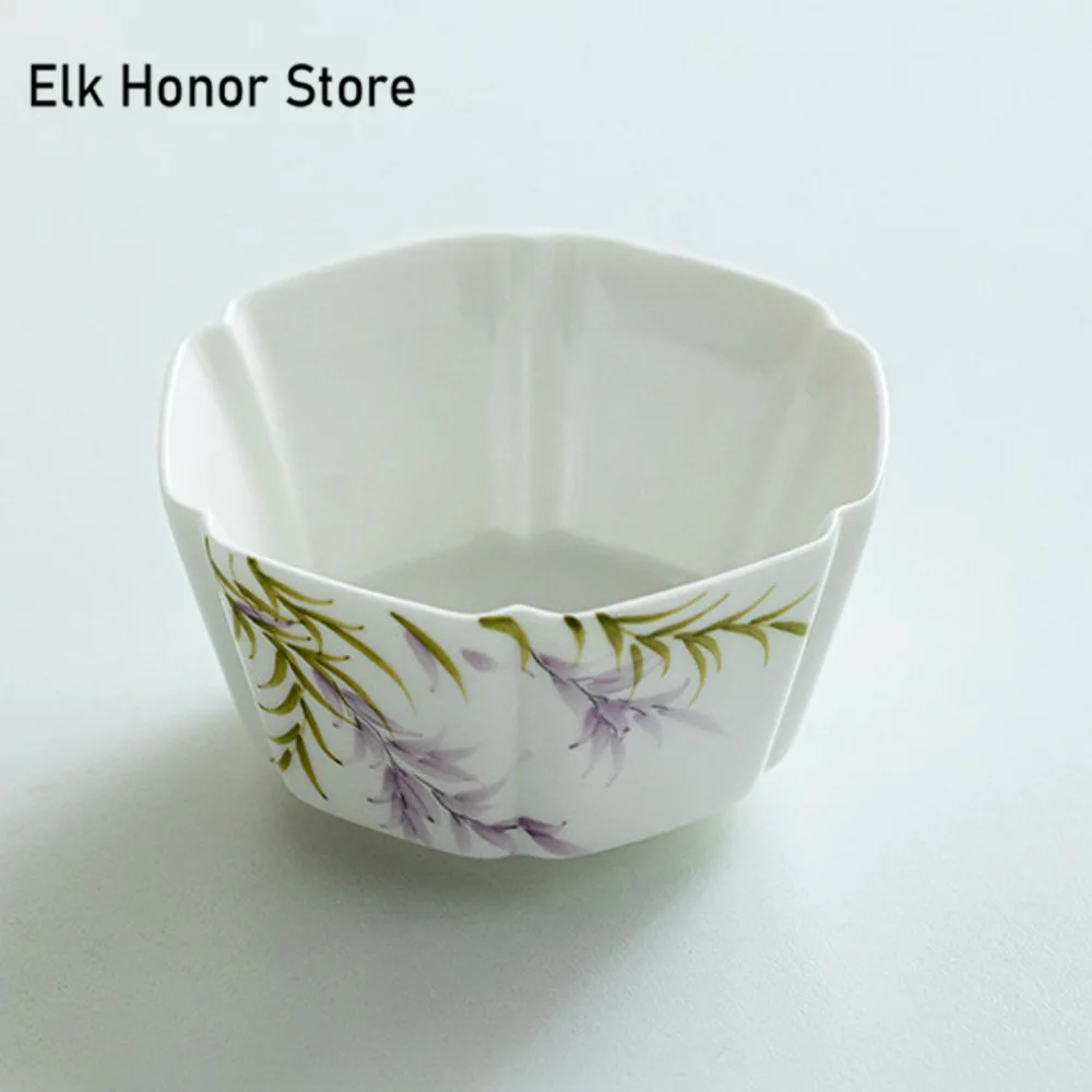 100ml Pure Hand-painted Wisteria Art Ceramic Teacup Luxury Sample Tea Cup Master Cups Puer Tea Bowl Teaware Supplies Decoration