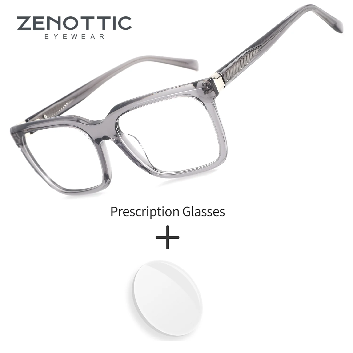 

ZENOTTIC Acetate Square Prescription Eyeglasses Blue Light Blocking Myopia Photochromic Progressive Multifocal Glasses Man