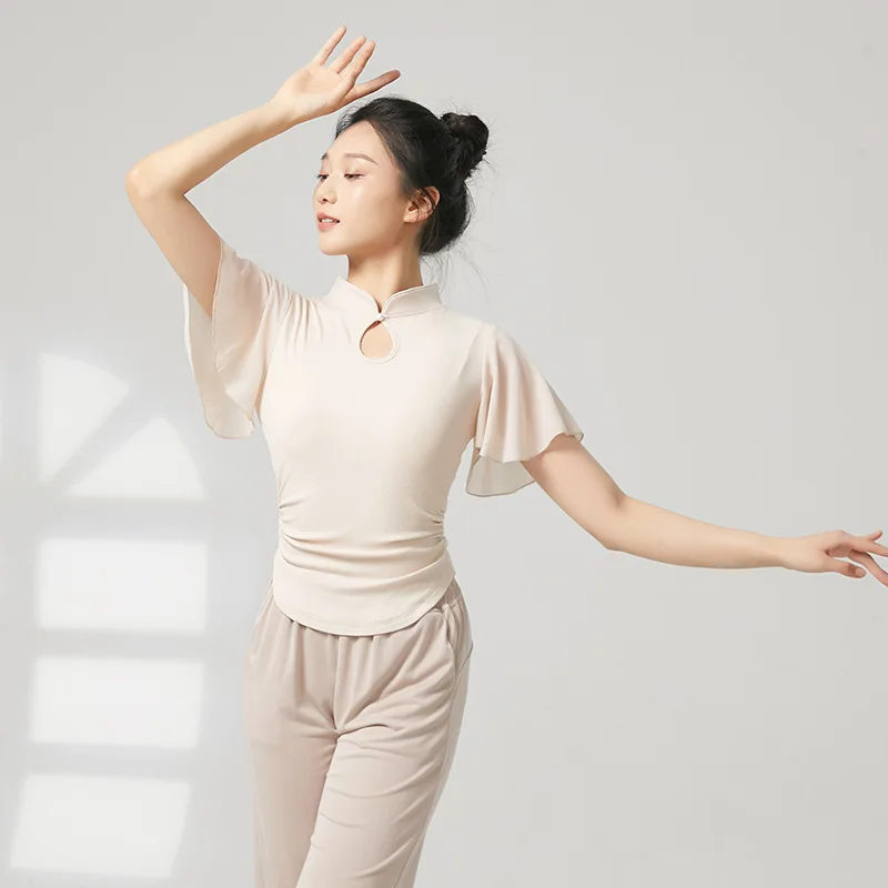 الرقص الكلاسيكي الجديد الصيني شيونغسام طوق صغير تحلق الأكمام أعلى الجسم قافية الرقص الصيني ممارسة الرقص الحديث الملابس