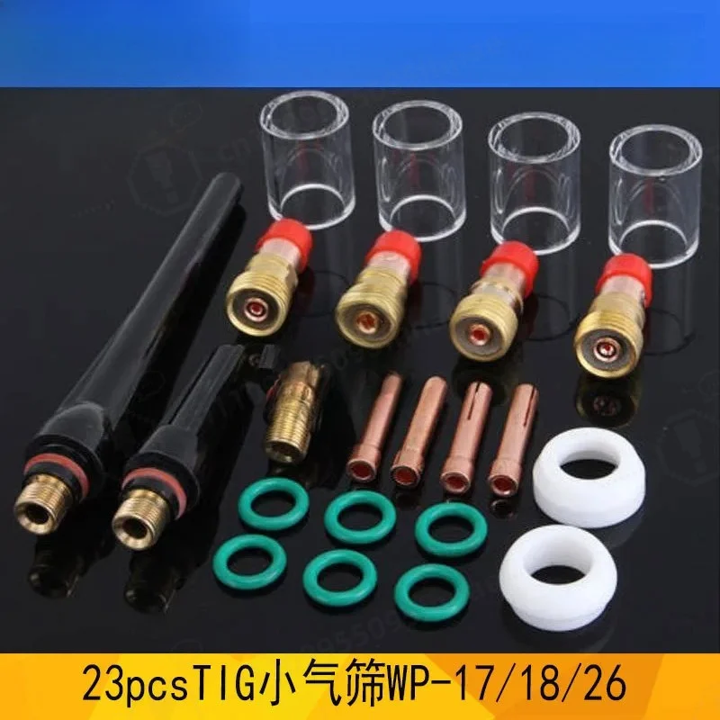23PCS TIG Welding Torch Accessories Kit for WP17 WP18 WP26 Argon Arc Welder Glass Quartz Cup Nozzle Set Replacement Parts