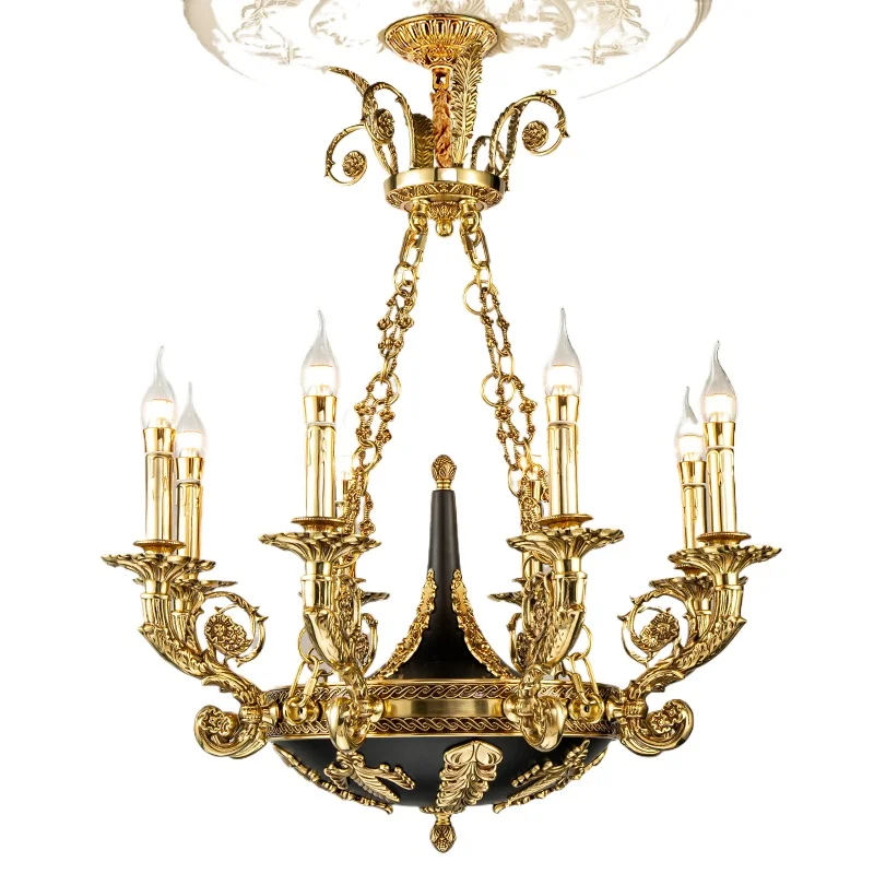 

Retro Atmospheric Dewaxing European Villa Living Room Dining Room Bedroom Study Lighting Luxury All Copper Chandelier