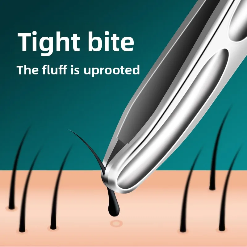 Stainless Steel Eyebrow Tweezers for Precision Beard and Mustache Trimming Gentle on Light Beige Round Head Clip