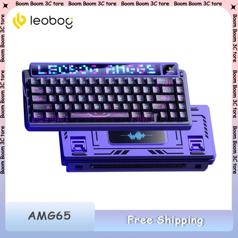 

LEOBOG AMG65 Механическая клавиатура с тремя режимами и TFT светодиодным экраном с возможностью горячей замены RGB Пользовательская игровая клавиатура Аксессуары для офисных ПК и геймеров