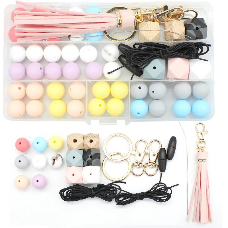 Silicone Printed Beads Round Loose Mix Print Beads For Jewelry Making DIY KeyChain Pen Bracelet Necklace Accessories