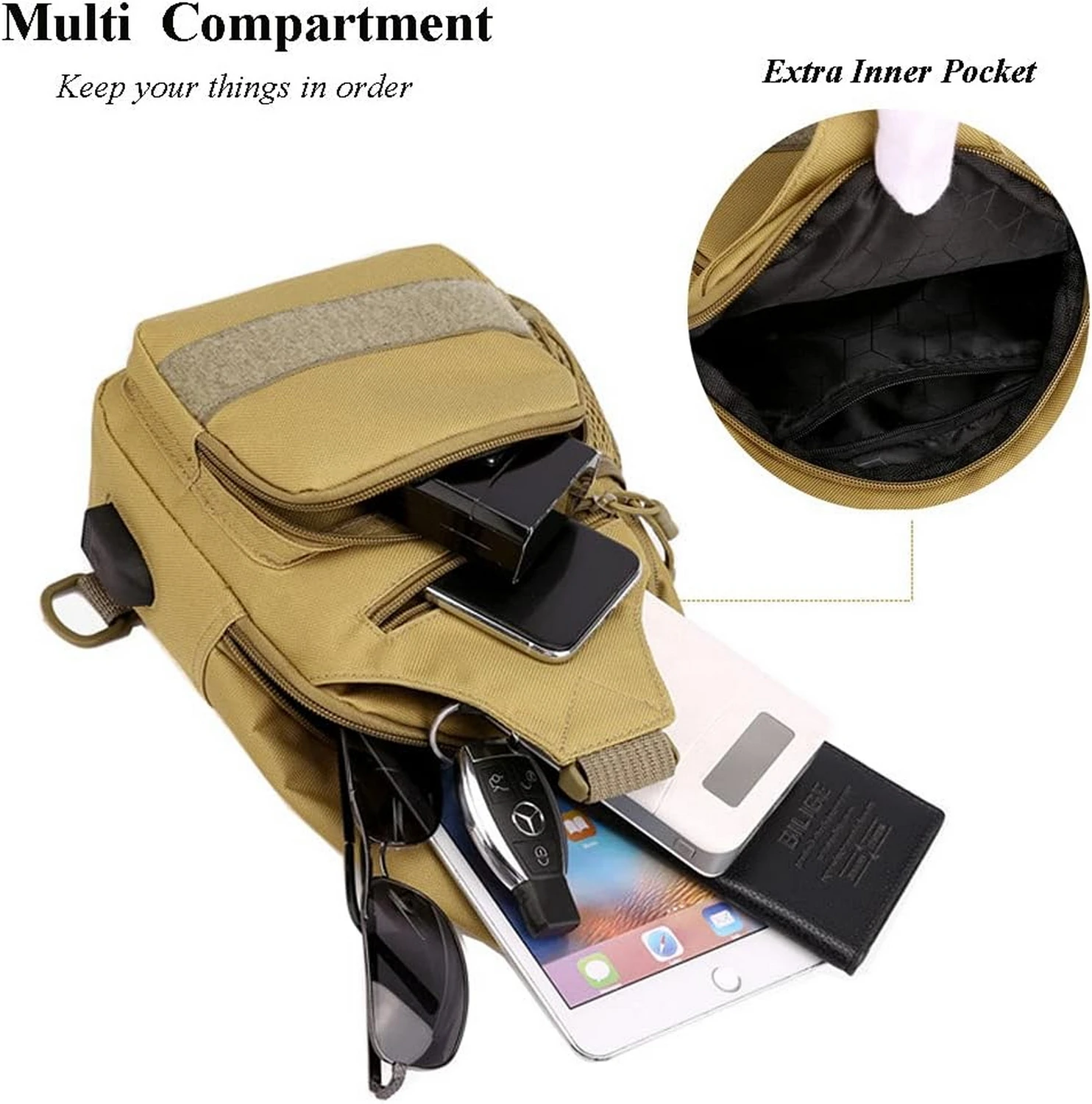 Man Tactical Military Canvas Chest Bag Crossbody Multifunctional Camouflage Outdoor Sports Hiking Cycling Daypack Backpack