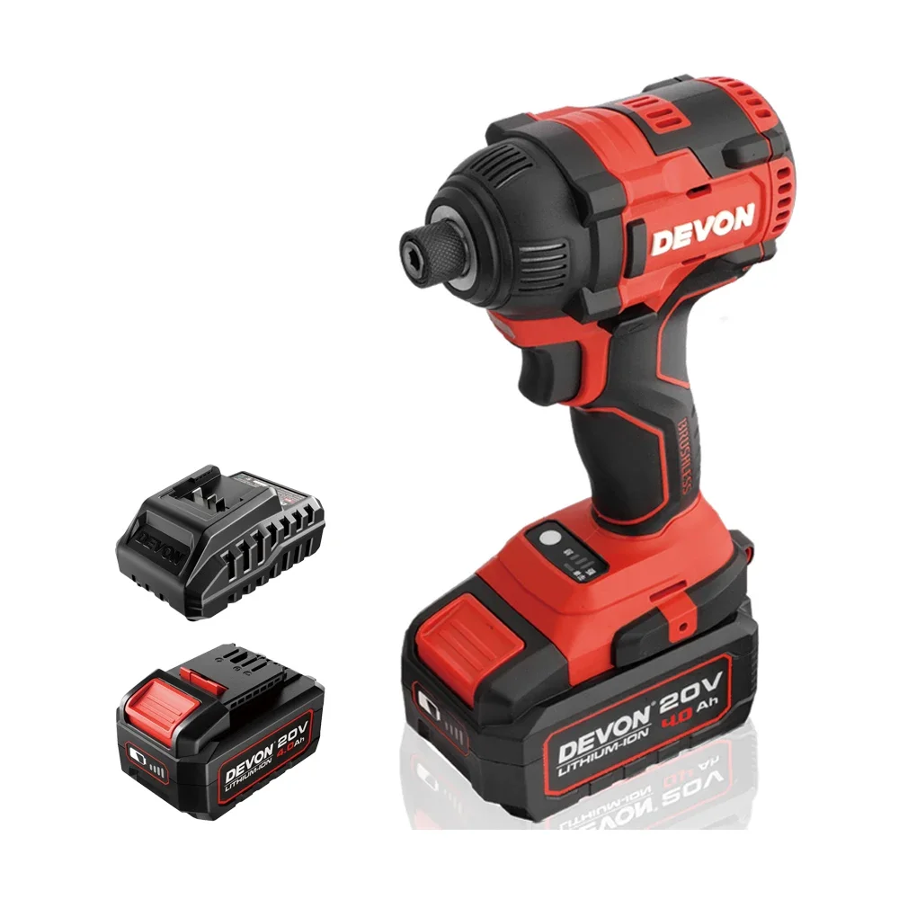 DEVON 5733H 200nm cordless brushless precision screwdriver set electric impact driver 20V with 4.0AH battery and 190W charger