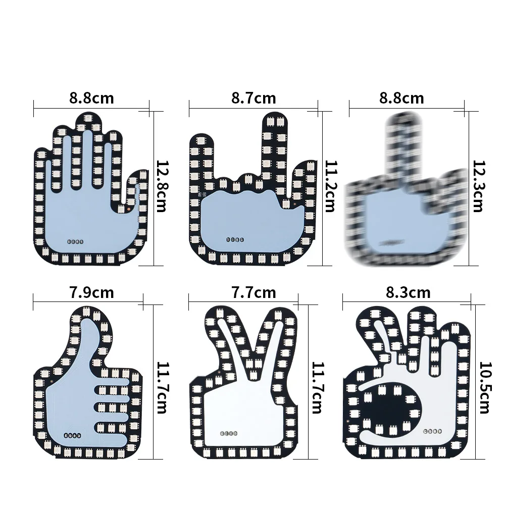 Lumières LED de doigt moyen de voiture, télécommande RVB, lumière de geste de véhicule, lumière décorative, indicateur de pare-brise de rage de