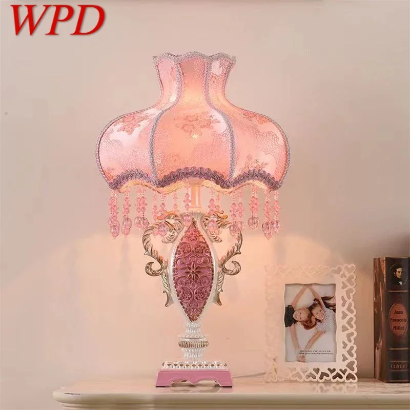 

WPD European Table Lamp Luxurious Living Room Bedroom Girl's room Study Villa LED Creativity Bedside Desk Light
