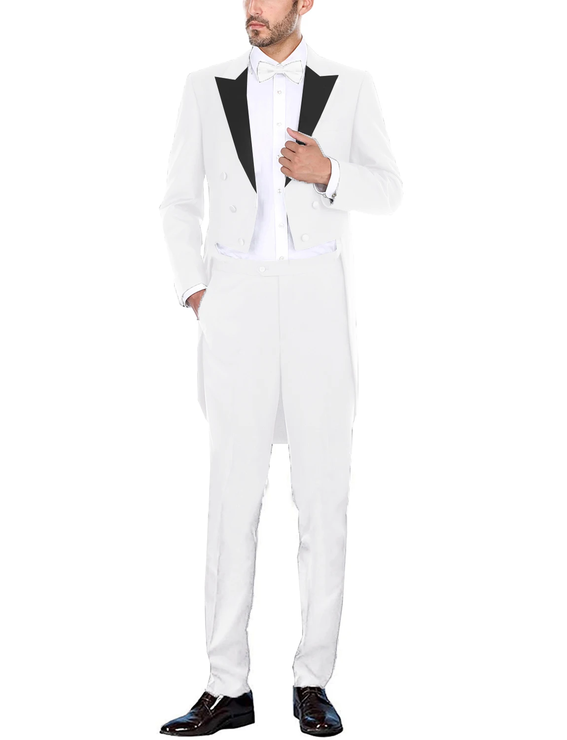 Classic Men Suits Solid Long Tailcoat Wedding Groom Tuxedos Morning Dinner Groomsmen Fromal Party Suits 2 Pieces Blazer Pants