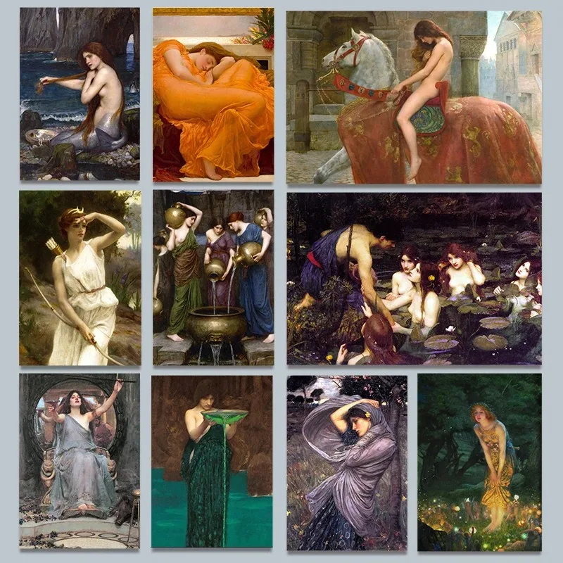 Pre Raphaelite retrato femenino paisaje británico lienzo pintura decoración sala de estar dormitorio pared arte decoración del hogar
