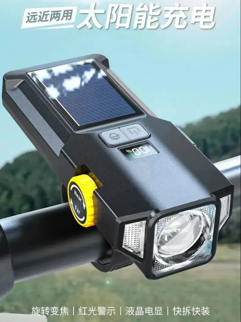 AliExpress BUCKLOS Solar Power Bicycle Front Light LED Bike Headlight solar Energy Road Mountain Light Cycling Lamp Night Riding Lantern