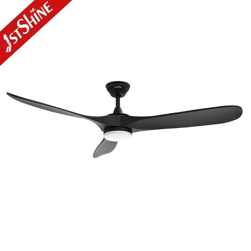 

1stshine low noise 60" ceiling fan 3 blade solid wood hotel smart dc led ceiling light with fan