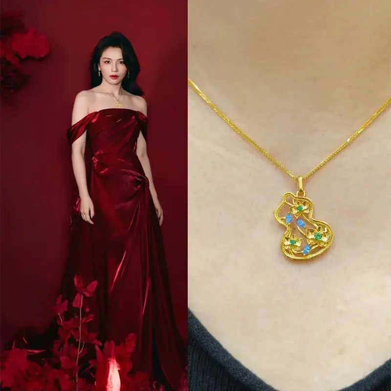 

2025 New Necklace, New Chinese Alloy Necklace, Ancient Flower Gourd Pendant Necklace, Gift Necklace for Girlfriend