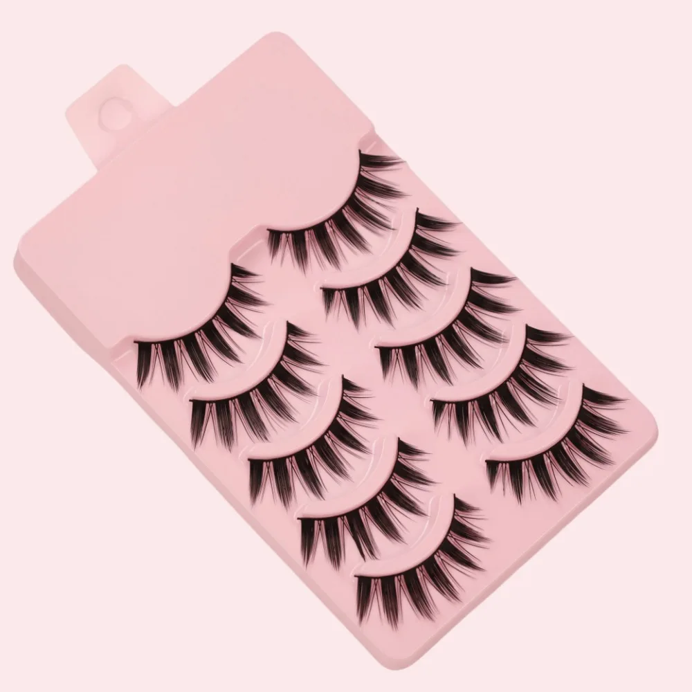 5 Paar Manga Spiky Fairy Falsche Wimpern im Anime-Katzenaugen-Stil, zarte Kunstwimpern mit weichem Band, wiederverwendbares Augen-Make-up-Tool für Frauen – Detail 3