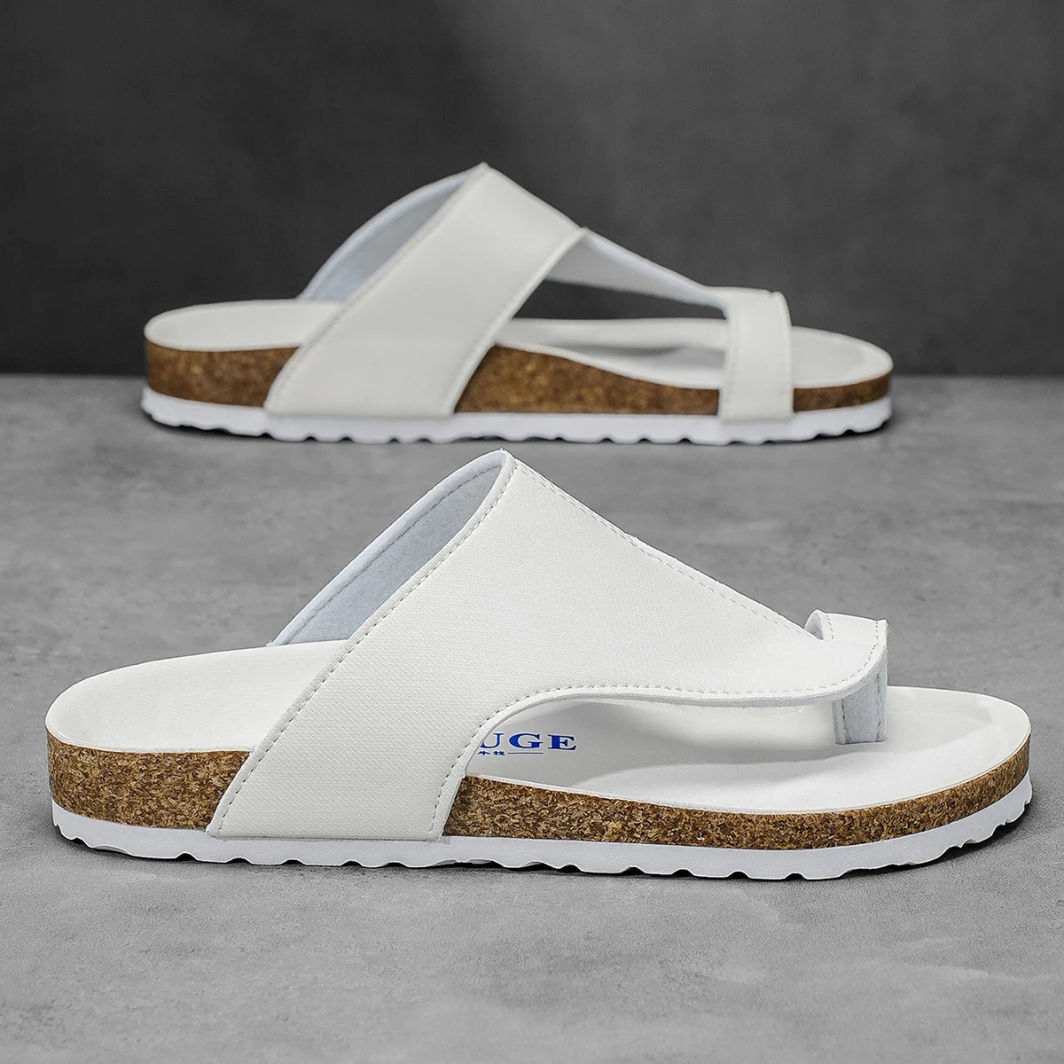 Big Size 48 49 Cork Slippers Men Women Summer Flip Flops Microfiber Leather Casual Sandals Unisex