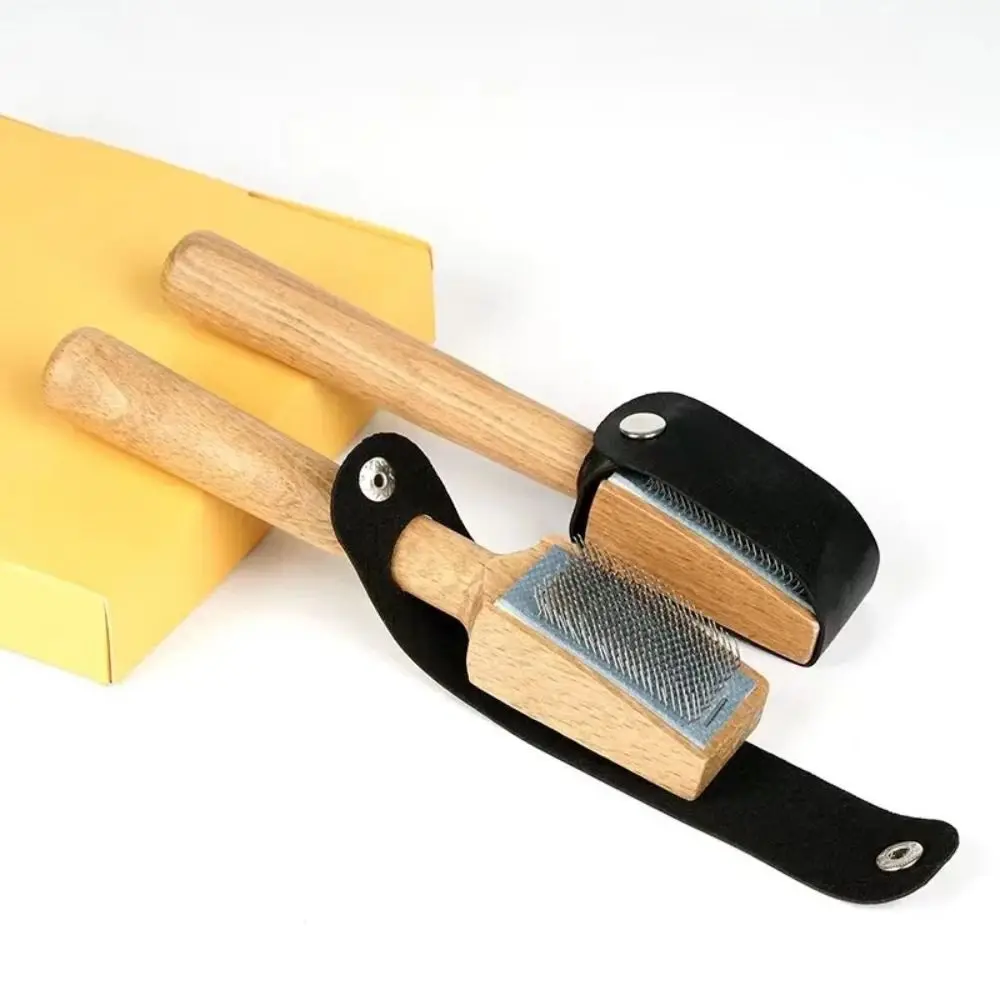 Wooden Suede Sole Wire Shoe Brush With Protector Cover Stainless Steel Brush Head Dance Shoes Cleaning Brush High Quality