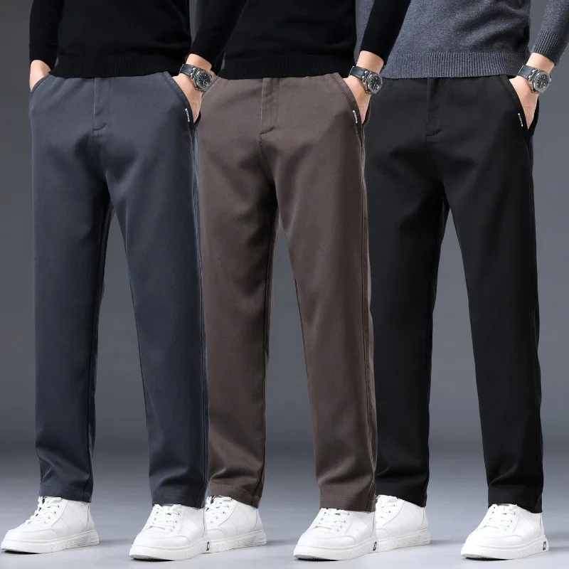 

New Men's Straight Business Pants Loose Casual Elastic Waist Comfortable Brand Loose Classic Trousers Male Clothing