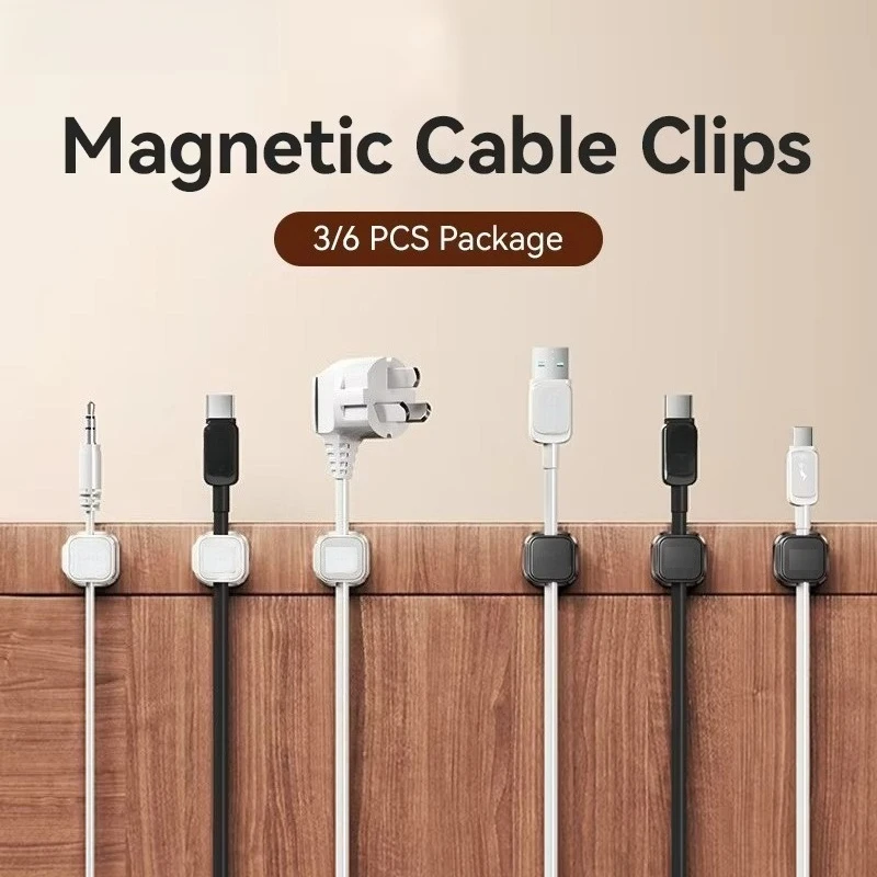 3/6 Pcs Magnetic Cable Clips Cable Smooth Adjustable Cord Holder Under Desk Cable Management Wire Keeper Cable Organizer