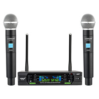 Professional 2*100 Channels UHF Wireless Microphone 40m Cardioid Dynamic Handheld Mic with Receiver for Performance Party LO-U70